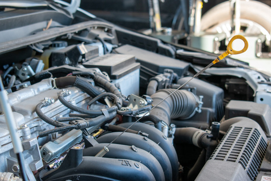 The engine of a car receiving an oil change at one of our Jiffy Lube locations.