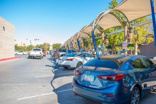 Cars at the 32nd. St. Location using the free vacuums.